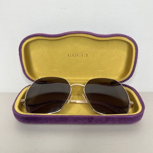 Gucci Square Gold Oversized Sunglasses 60MM main image 11